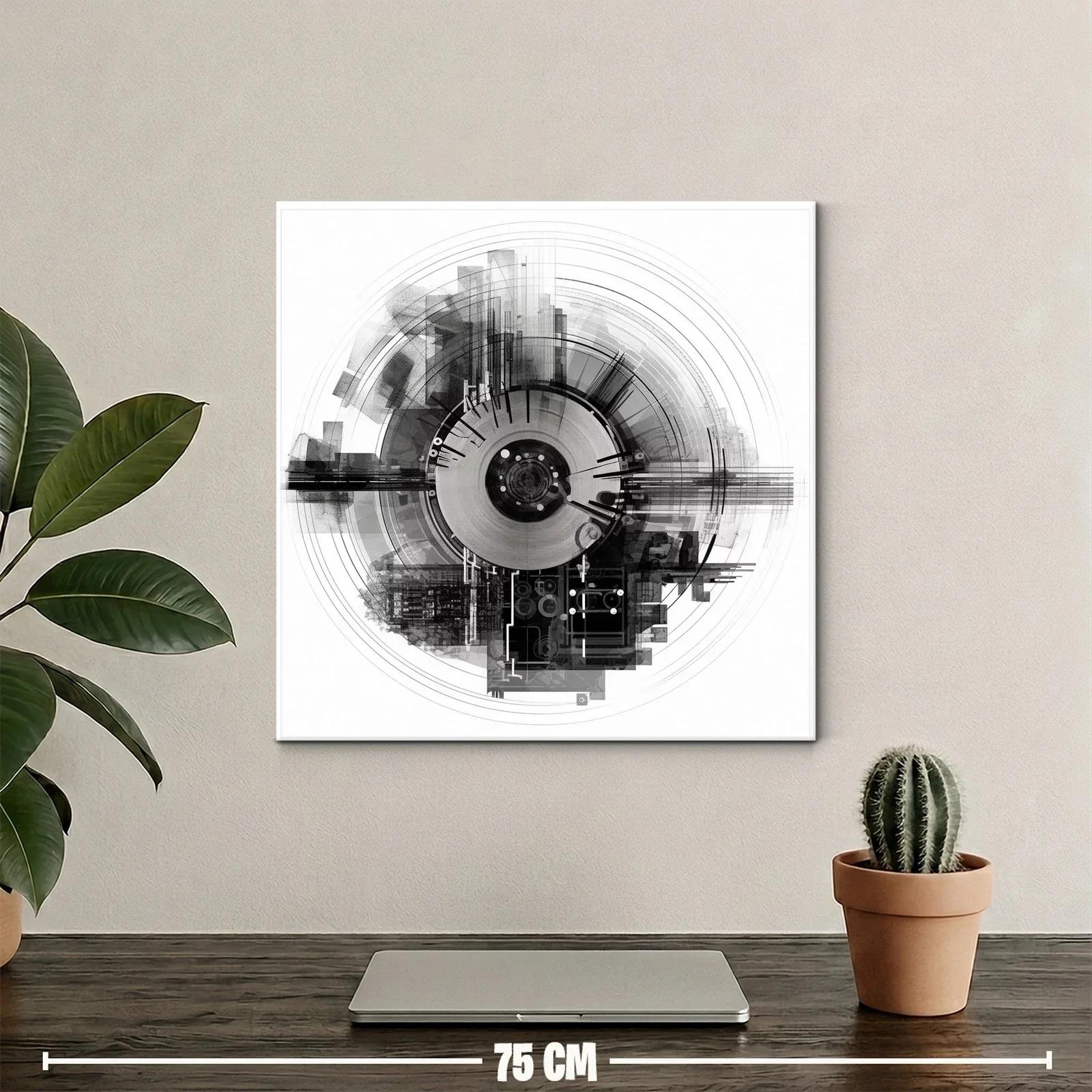 Composición geométrica circular en tonos grises y negros — miniatura 2