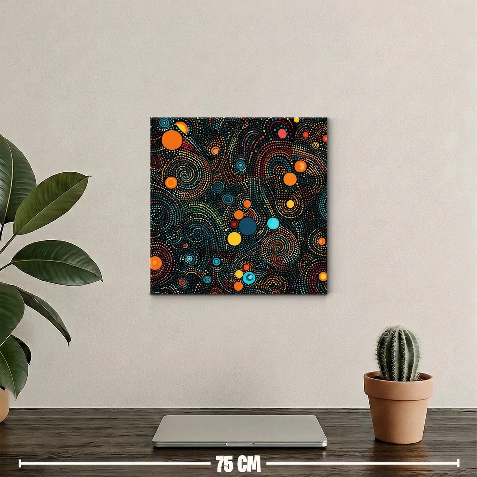 Cuadro abstracto en espirales con puntos vibrantes — miniatura 2