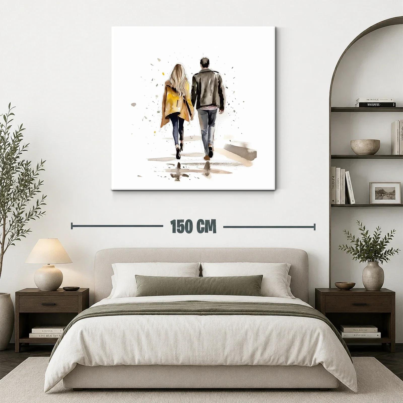 Pareja Caminando de Espaldas en Tonos Cálidos y Neutros — miniatura 3
