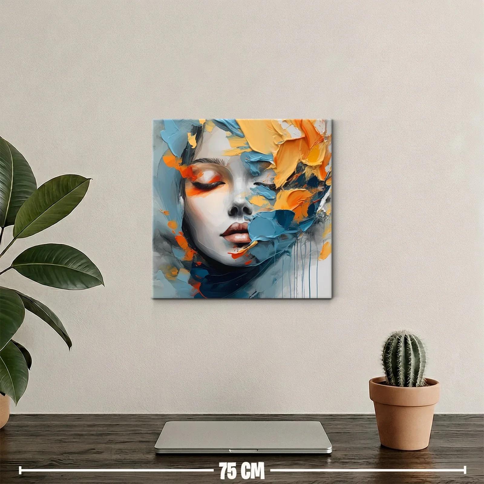 Retrato abstracto femenino con vibrantes tonos azul y naranja — miniatura 2