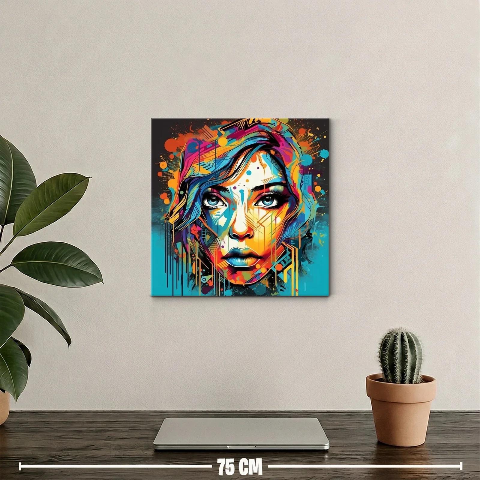 Retrato abstracto vibrante con rostros femeninos impactantes — miniatura 2