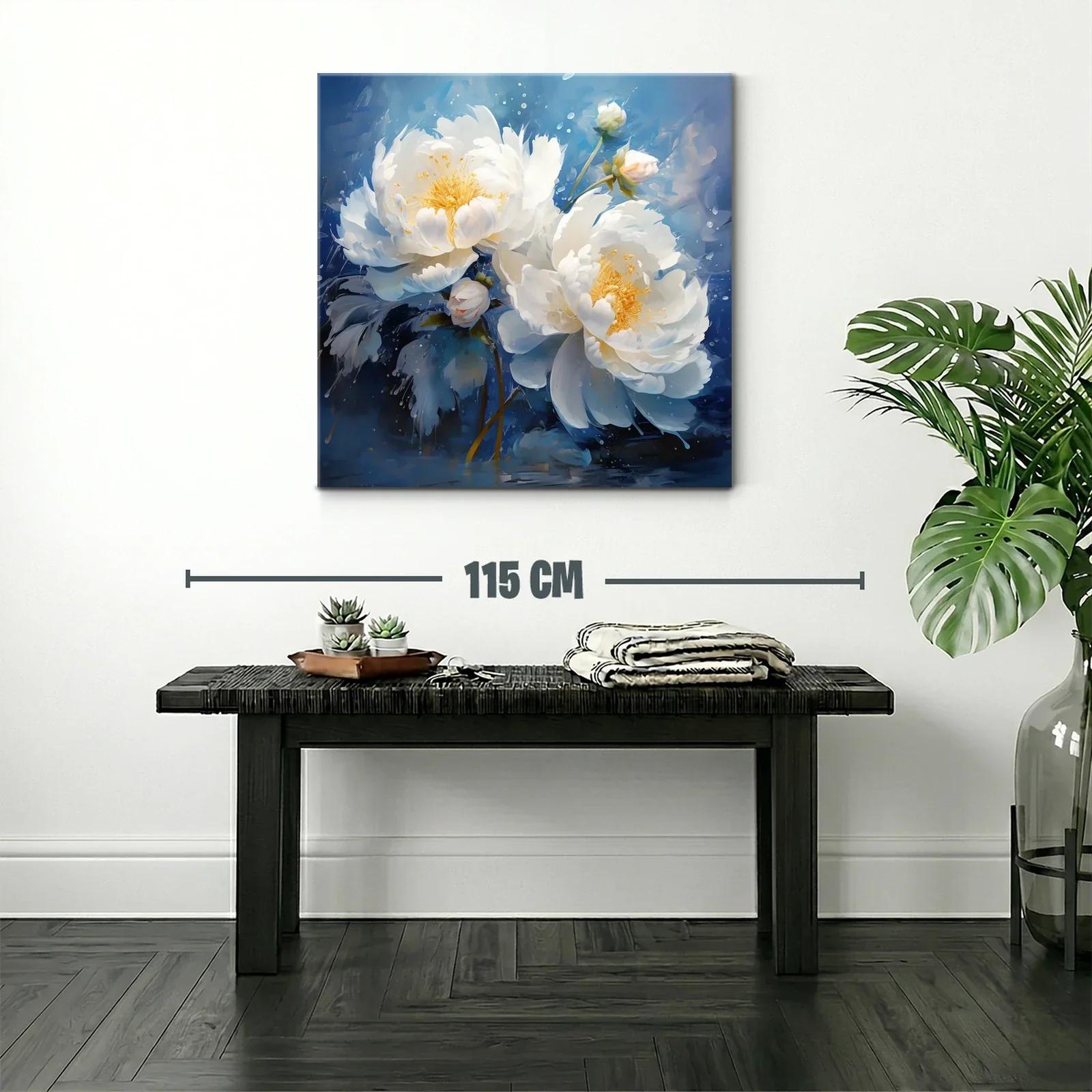 Flores blancas delicadas sobre fondo azul vibrante — miniatura 2