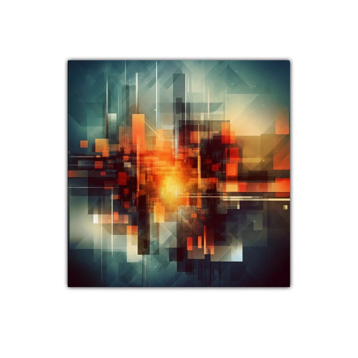 Composición geométrica con tonos cálidos y contraste dinámico