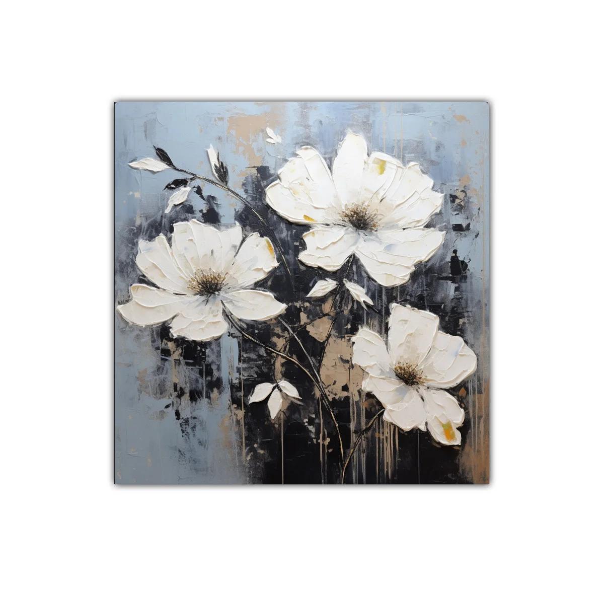 Flores blancas sobre fondo cálido y oscuro en arte decorativo — imagen principal