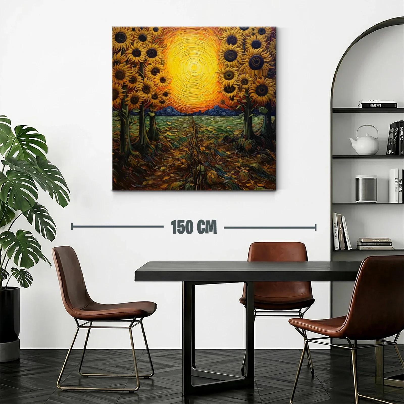 Atardecer vibrante con girasoles en campo abierto — miniatura 2
