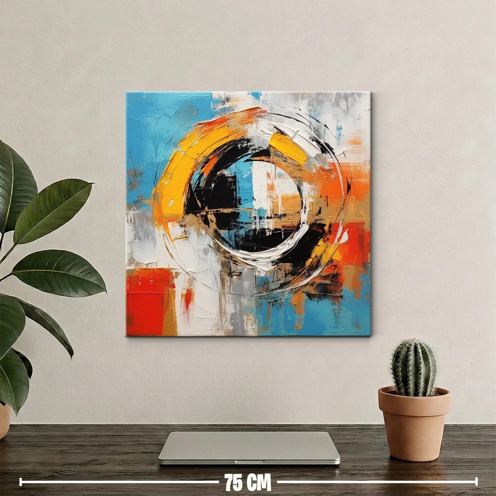 Cuadro abstracto con círculos y tonos vibrantes — miniatura 2