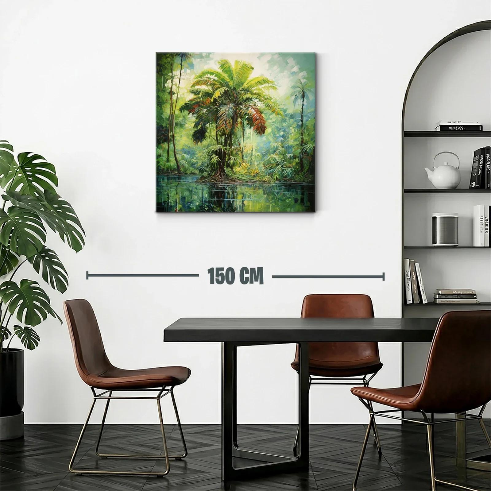 Exuberante paisaje tropical con palmera vibrante y reflejos — miniatura 2