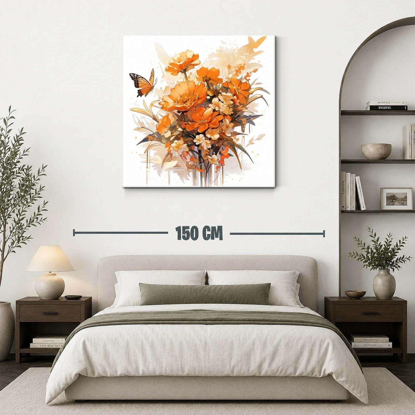 Ramo vibrante de flores naranjas con mariposa delicada — miniatura 3