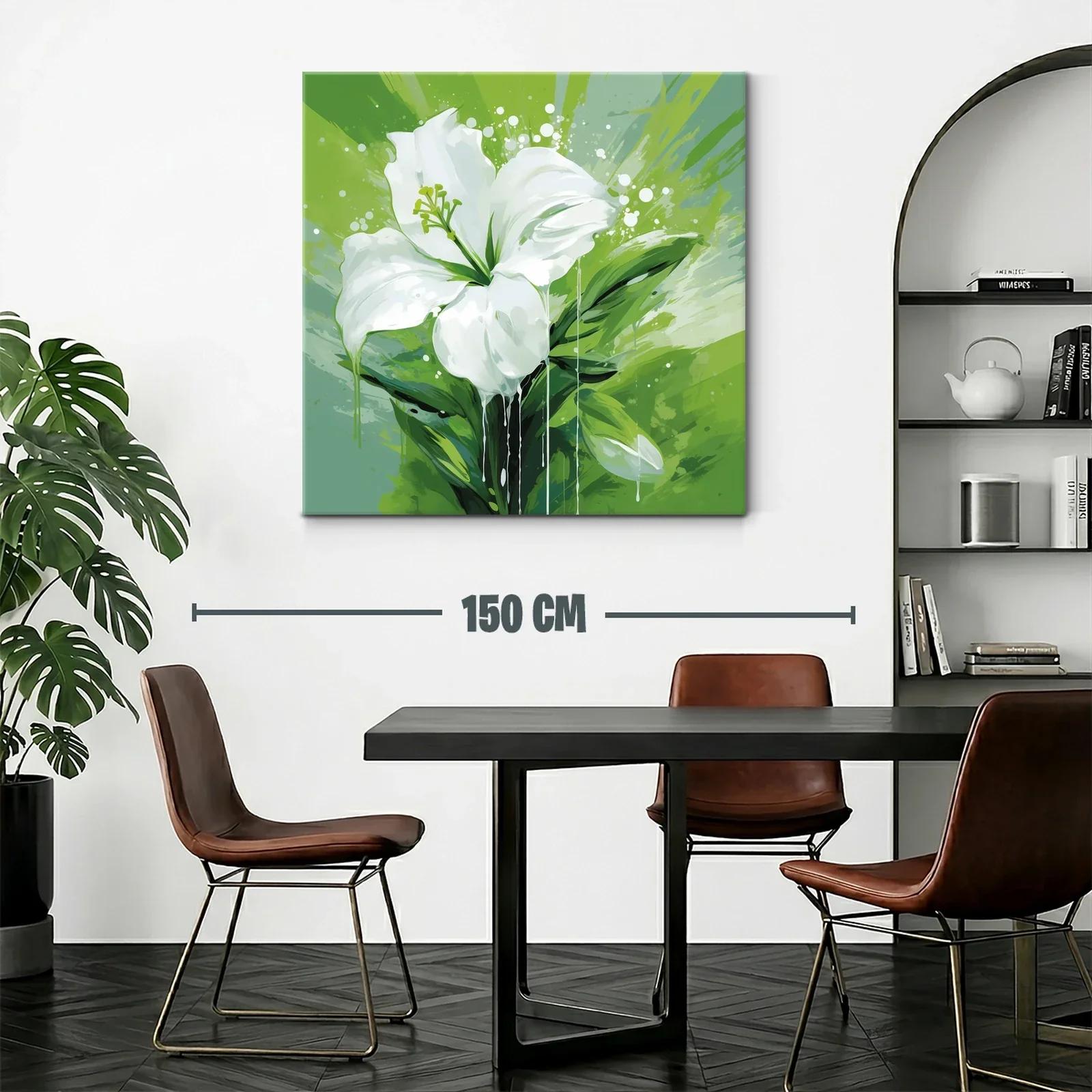 Cuadro floral con elegante azucena blanca y fondo verde vibrante — miniatura 2