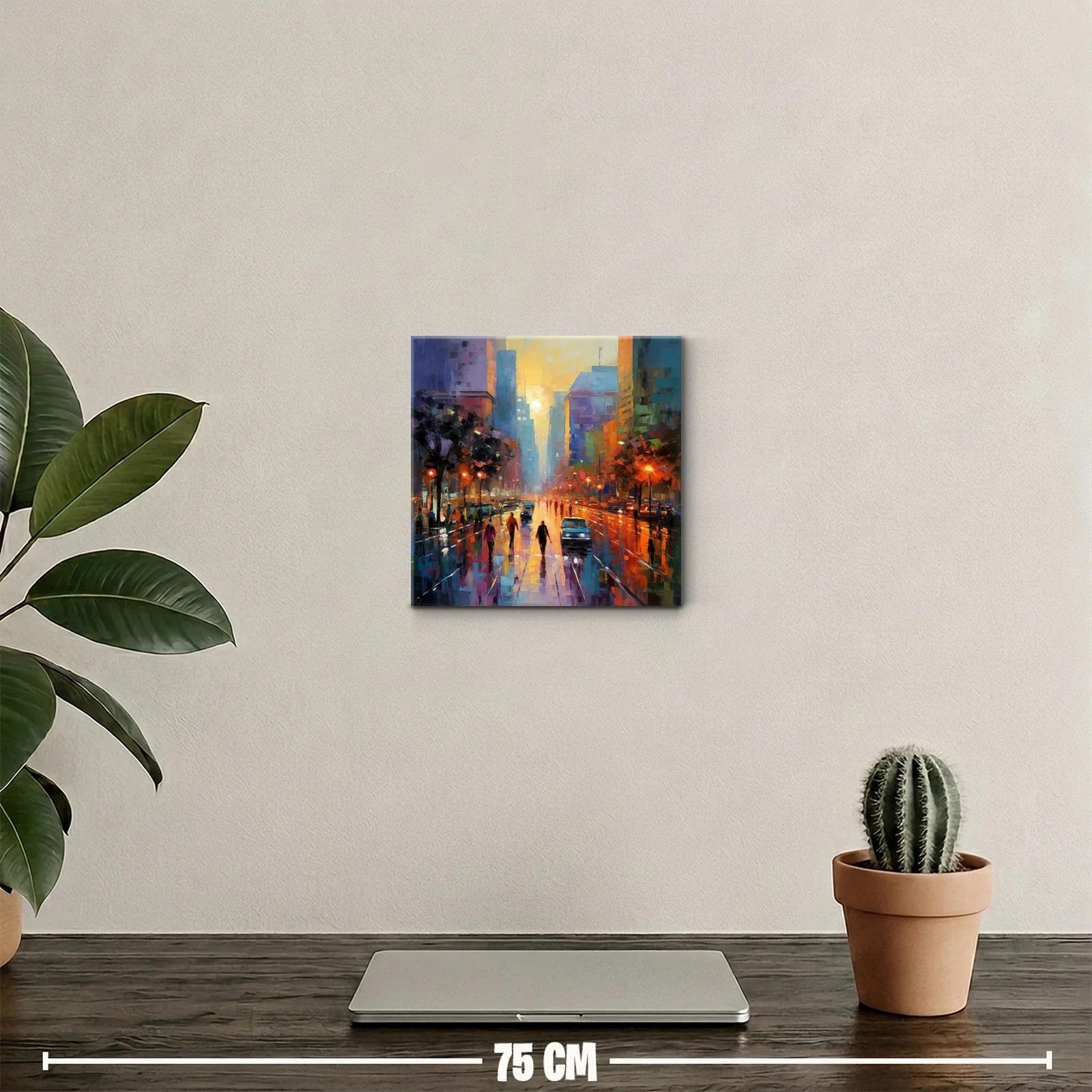 Atardecer urbano con reflejos y luces brillantes — miniatura 2
