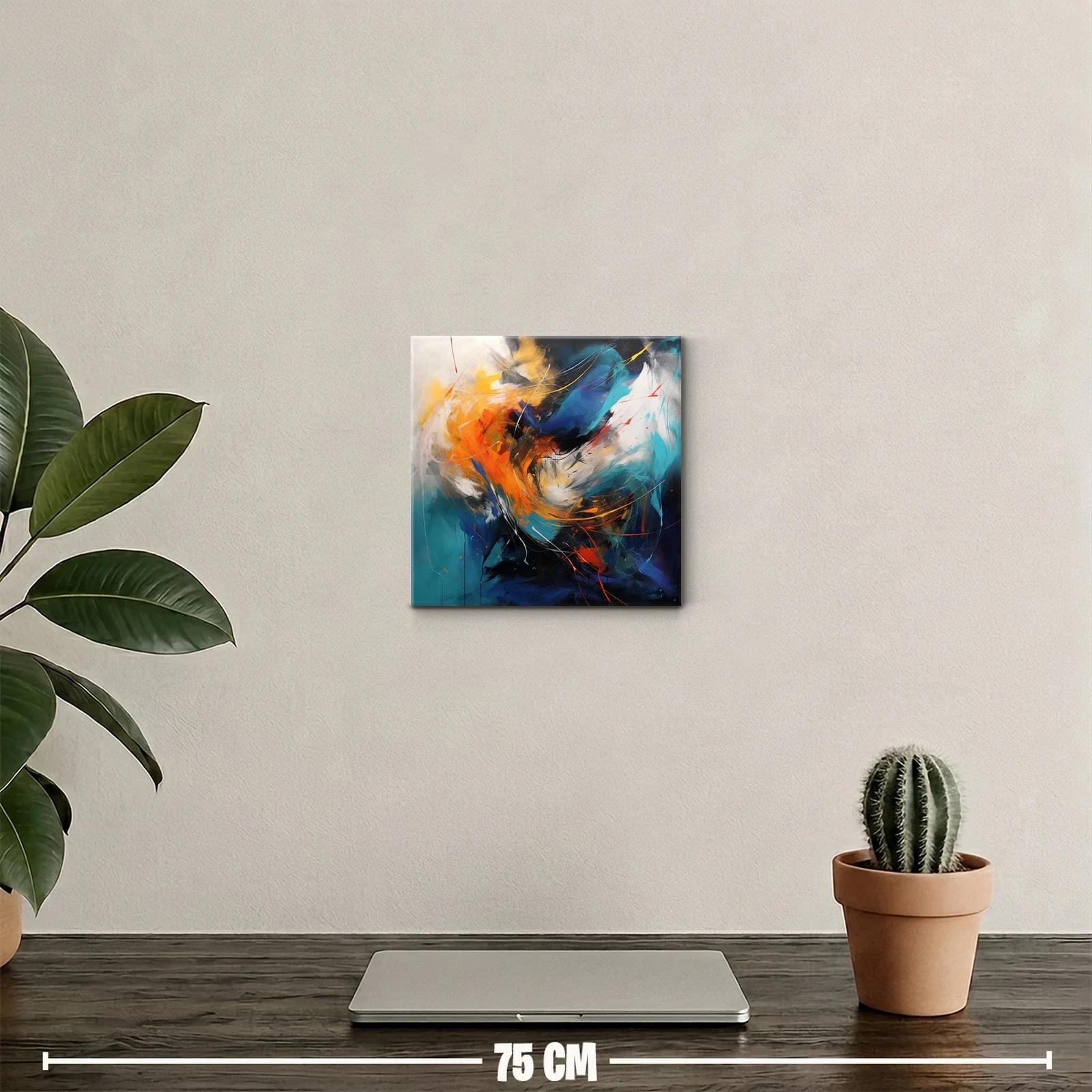 Cuadro abstracto dinámico con trazos vibrantes y contrastes intensos — miniatura 2