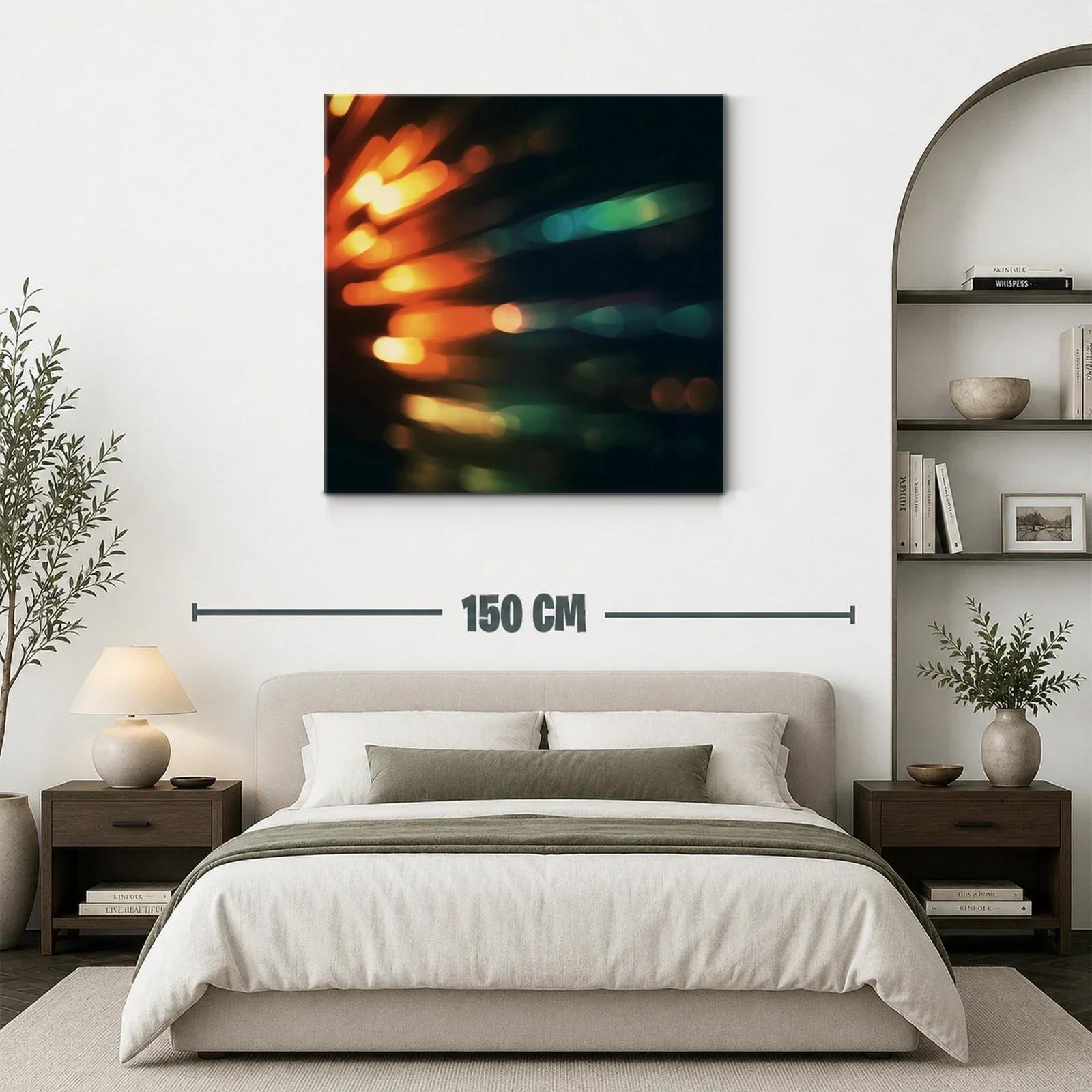 Cuadro moderno con luces abstractas en tonos cálidos y fríos — miniatura 3