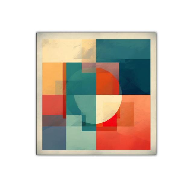 Composición geométrica con tonos cálidos y fríos equilibrados