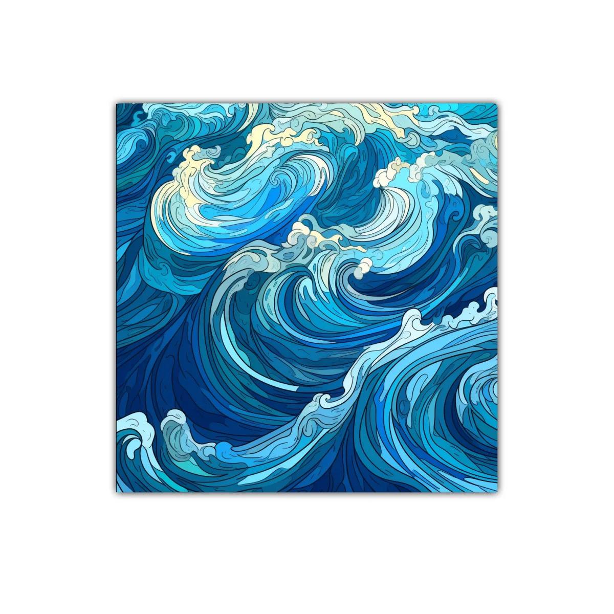 Dinámica composición de olas en tonos azules y cremas — imagen principal