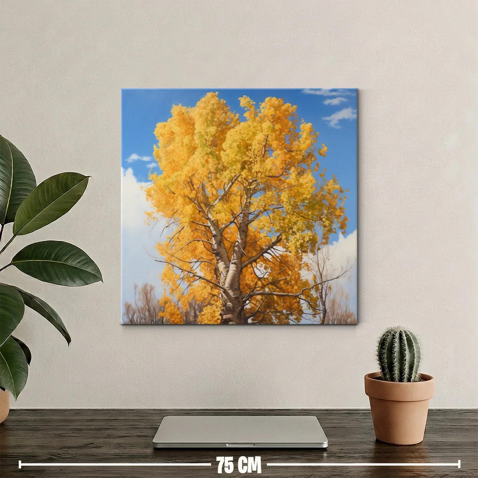 Arbol otoñal con follaje dorado y cielo azul — miniatura 2