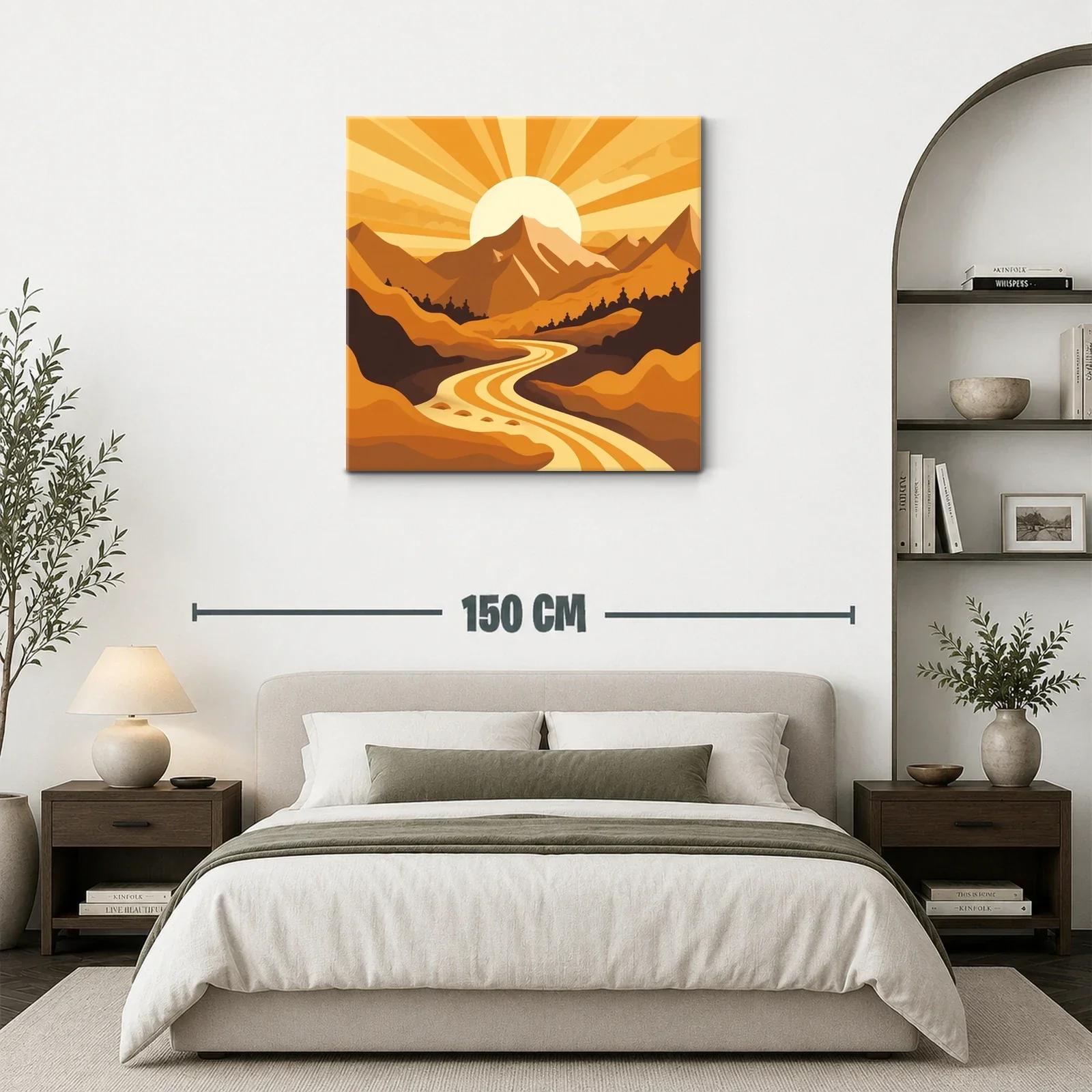 Paisaje de montaña al amanecer con río dorado — miniatura 3