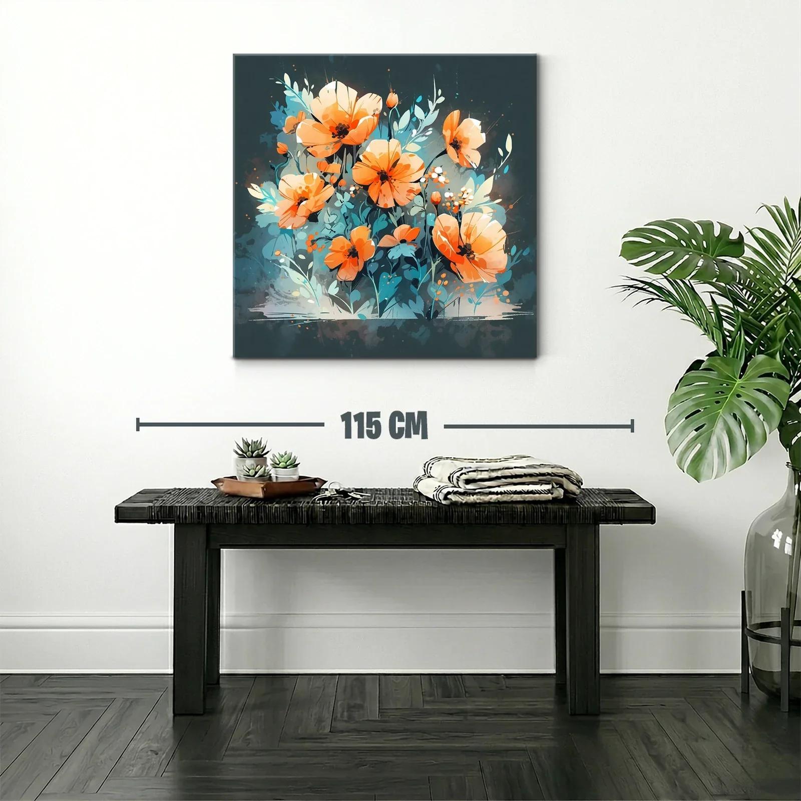 Flores naranjas vibrantes sobre fondo azul profundo — miniatura 2