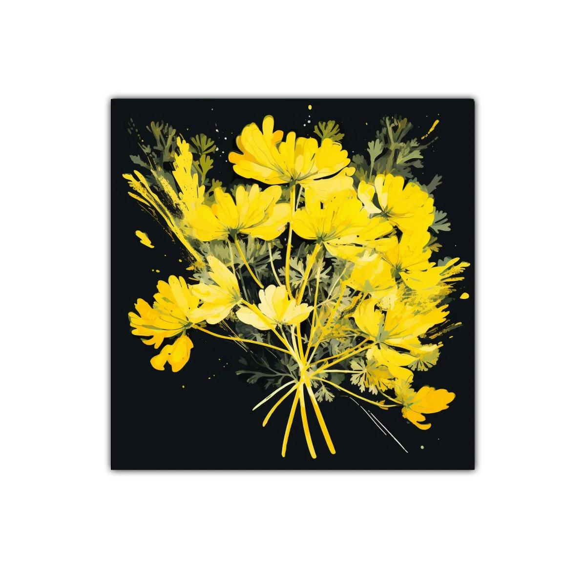 Ramo vibrante de flores amarillas con fondo oscuro — imagen principal