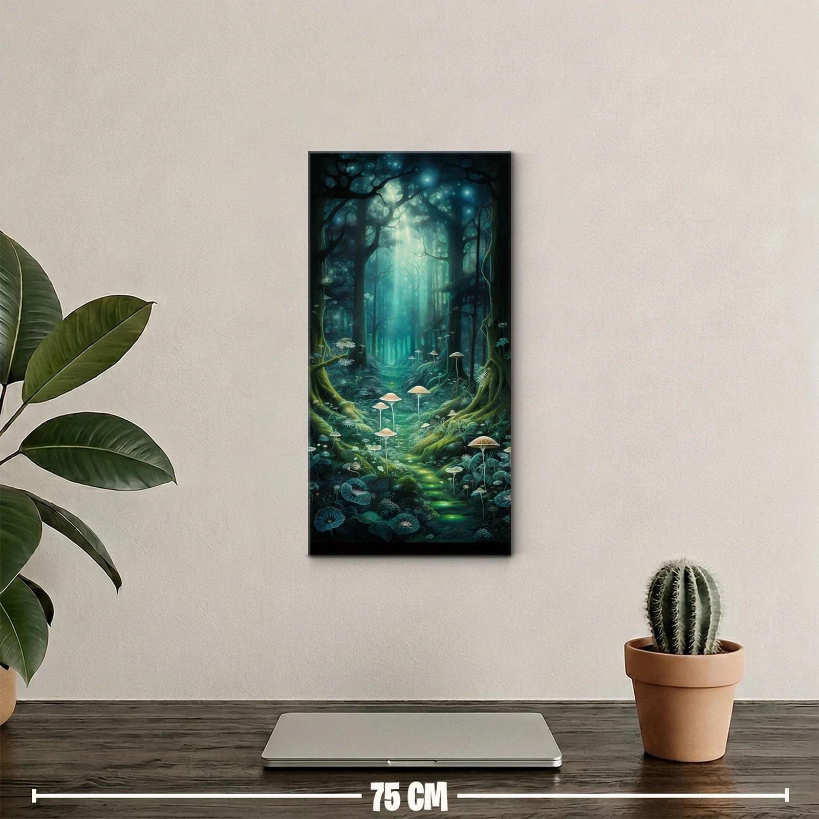 Cuadro bosque encantado con sendero de musgo y setas — miniatura 2