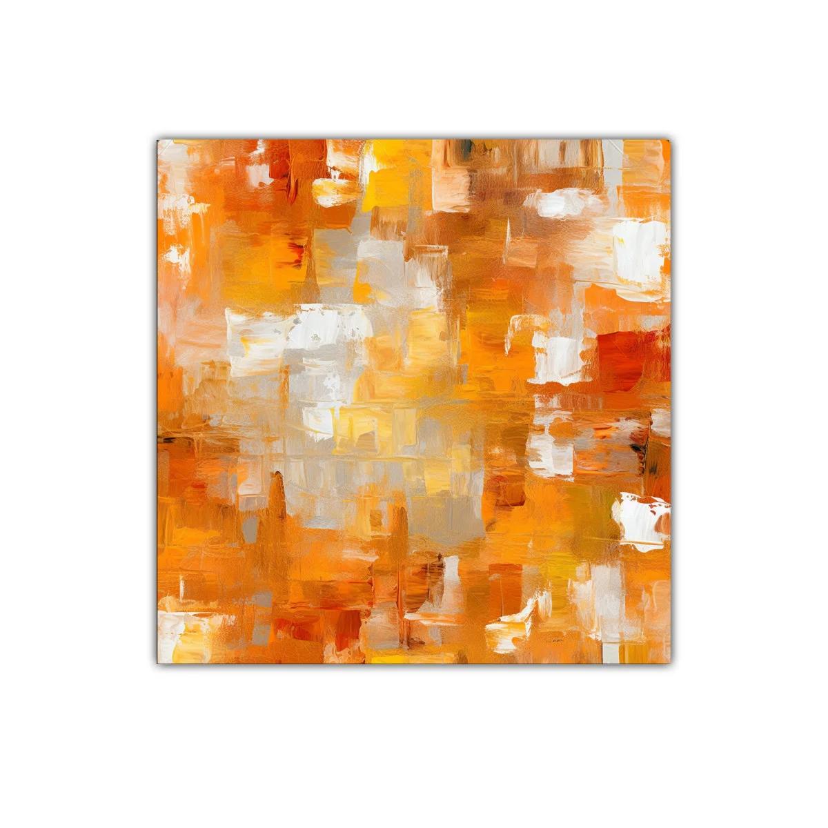 Cuadro abstracto con tonos cálidos y naranja vibrante