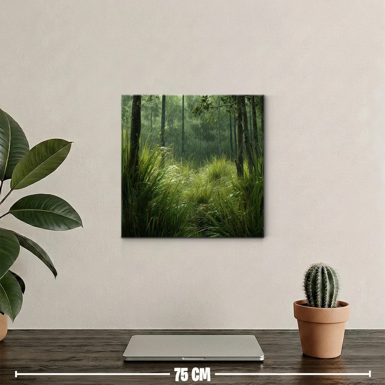 Bosque bajo la lluvia con vegetación luminosa y fresca — miniatura 2