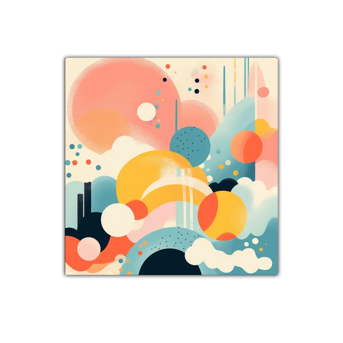 Cuadro decorativo con formas geométricas y colores vibrantes