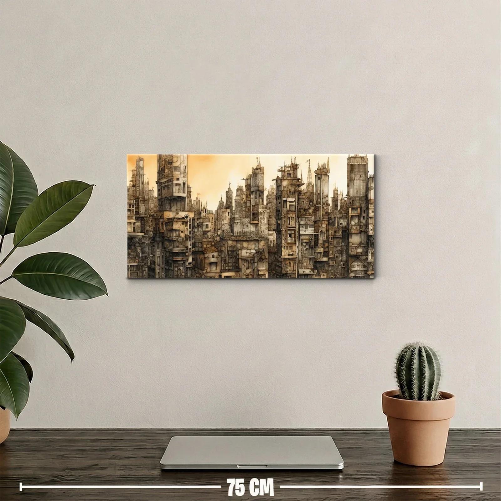 Cuadro ciudad industrial fantástica con tuberías — miniatura 2