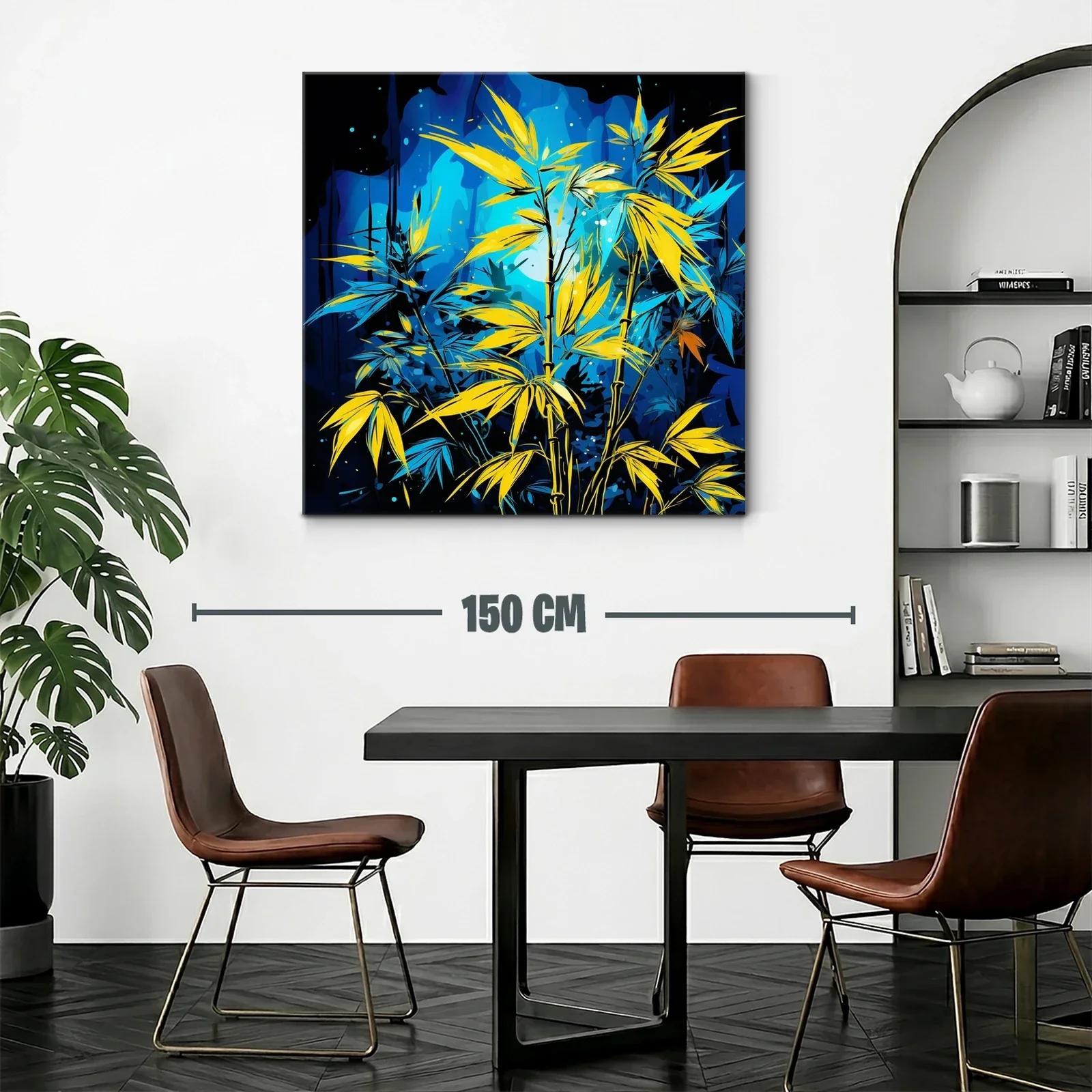 Bambú vibrante con contrastes azul y amarillo intenso — miniatura 2