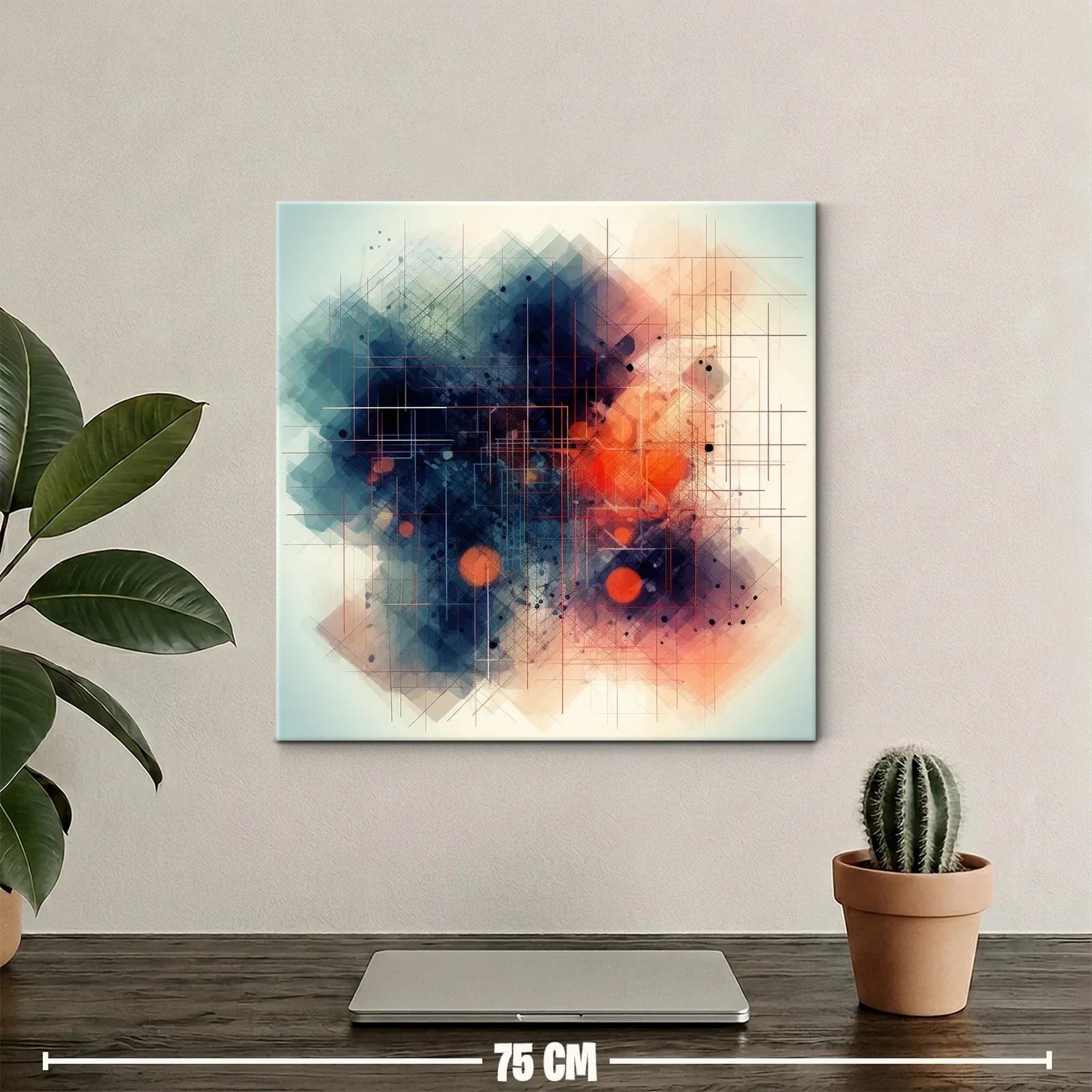 Cuadro abstracto con líneas y tonos vibrantes — miniatura 2