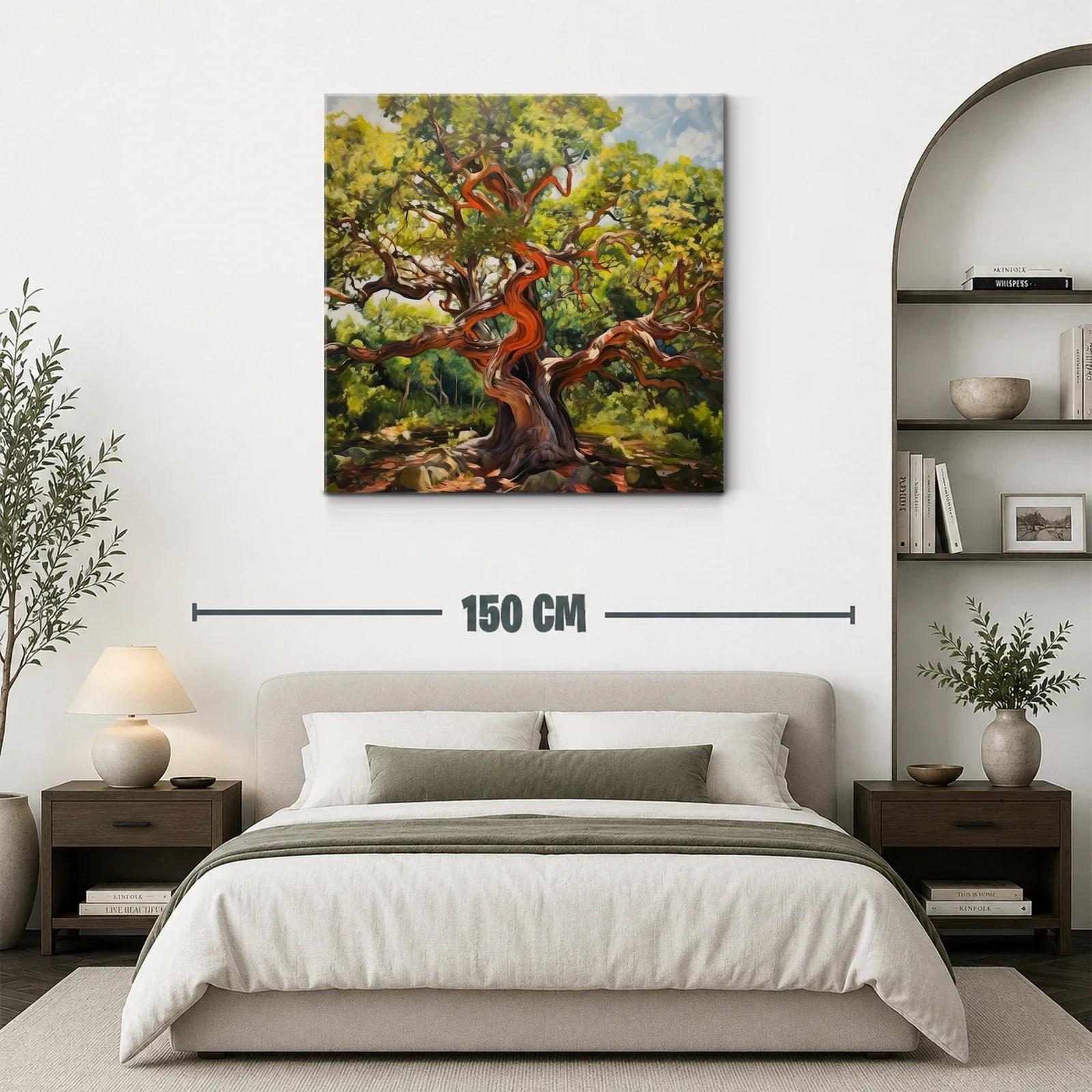 Árbol con ramas sinuosas y follaje exuberante en tonos verdes — miniatura 3