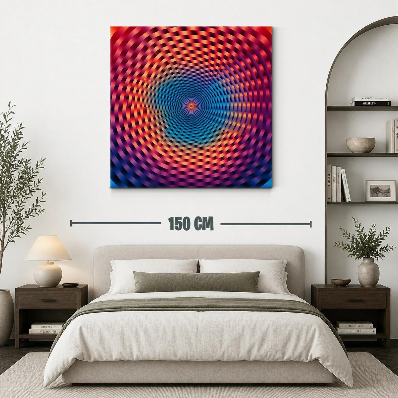 Cuadro abstracto con espiral caleidoscópica vibrante y dinámica — miniatura 3