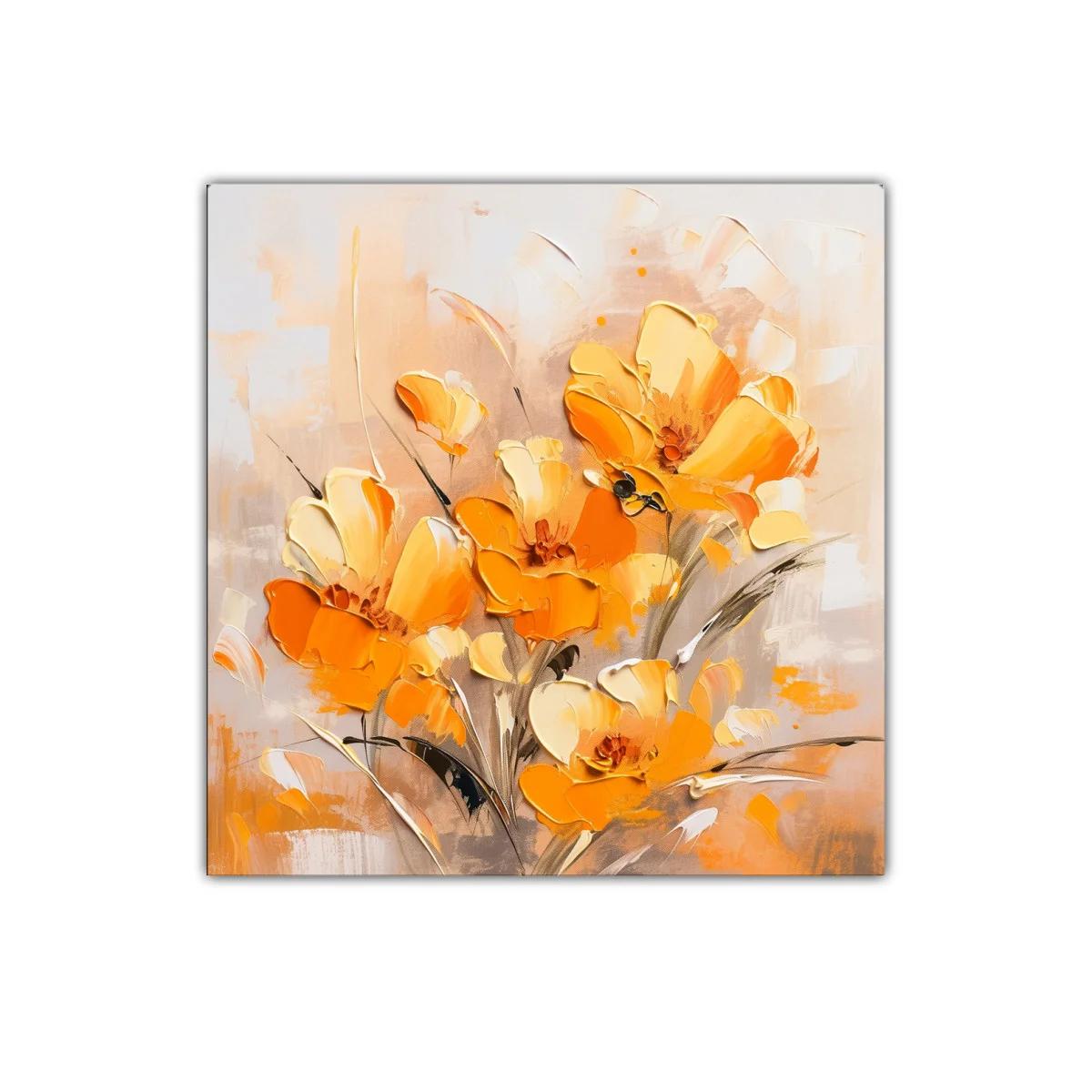 Cuadro decorativo con flores en tonos cálidos y vibrantes