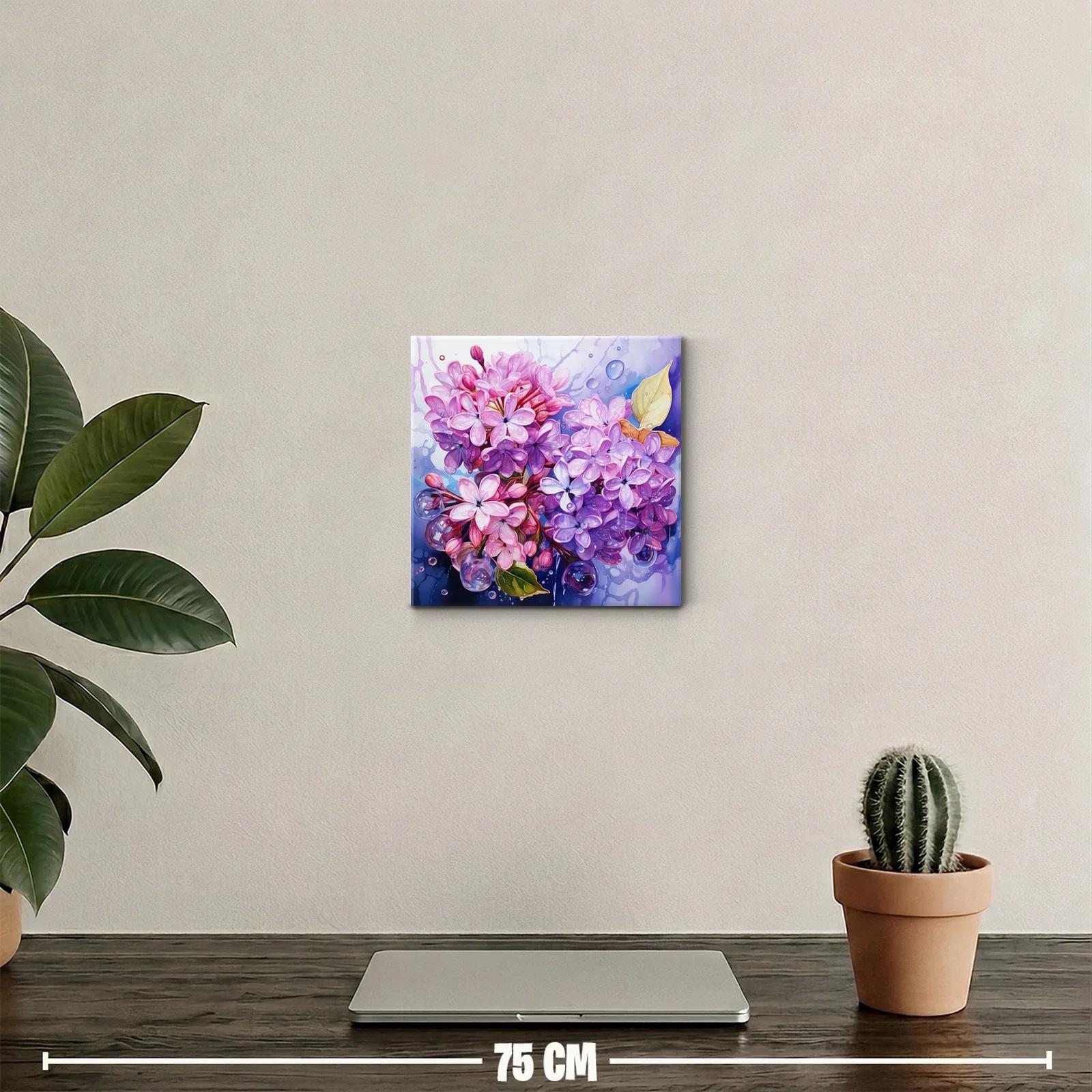 Cuadro floral con flores lilas y rosas brillante — miniatura 2