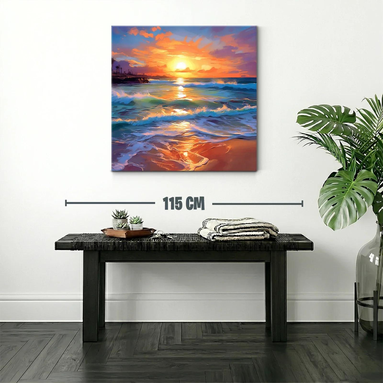 Atardecer vibrante con olas en playa serena — miniatura 2