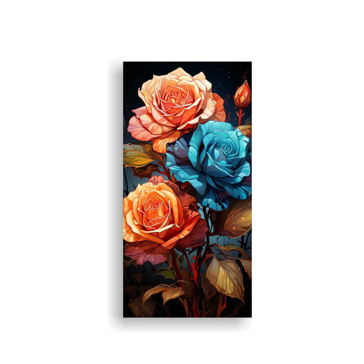 Cuadro rosas turquesa coral y naranja — imagen principal