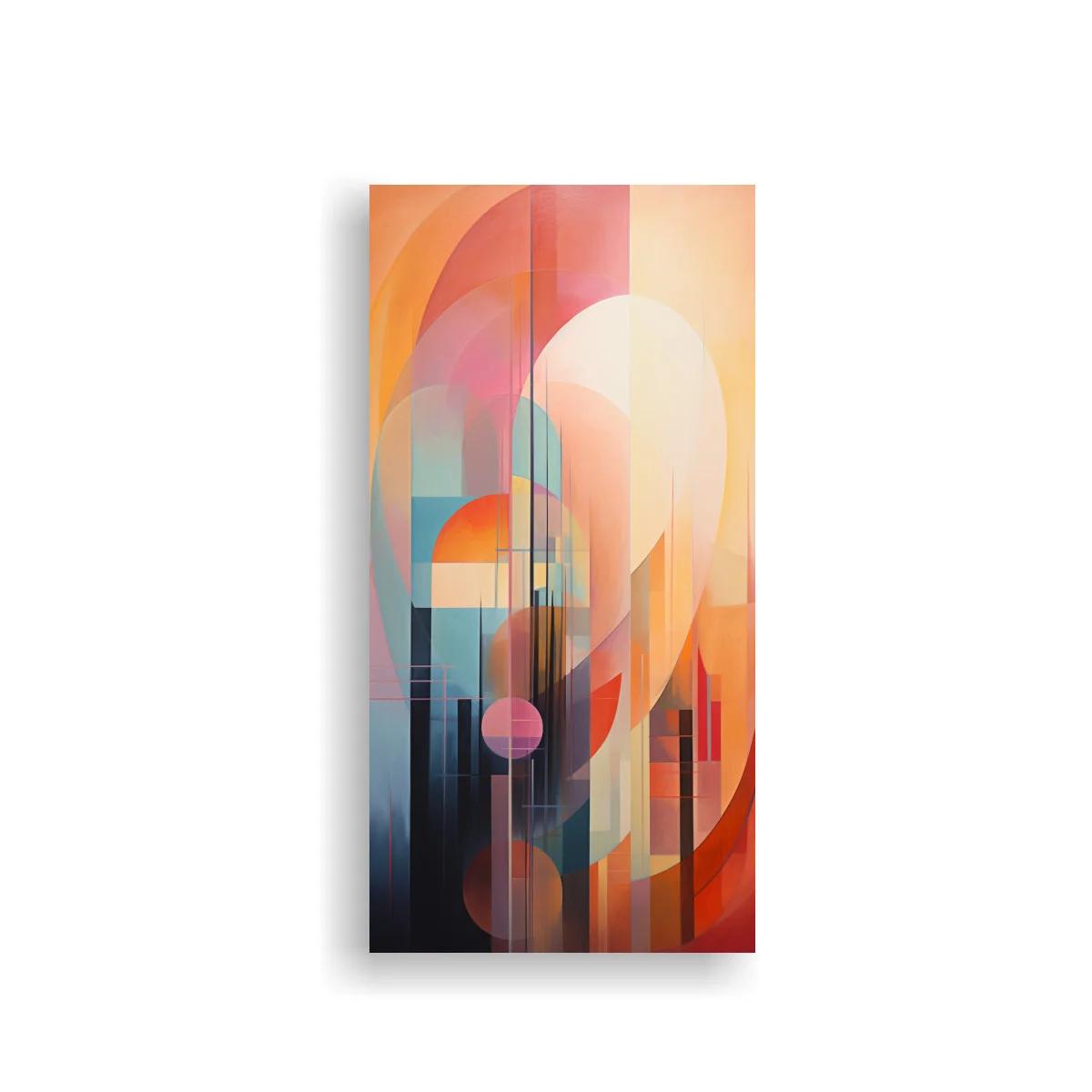 Cuadro abstracto de óvalos y arcos translúcidos