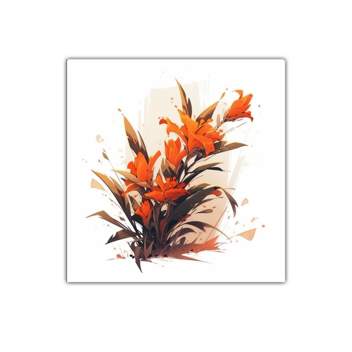 Cuadro decorativo con vibrantes flores anaranjadas y follaje — imagen principal