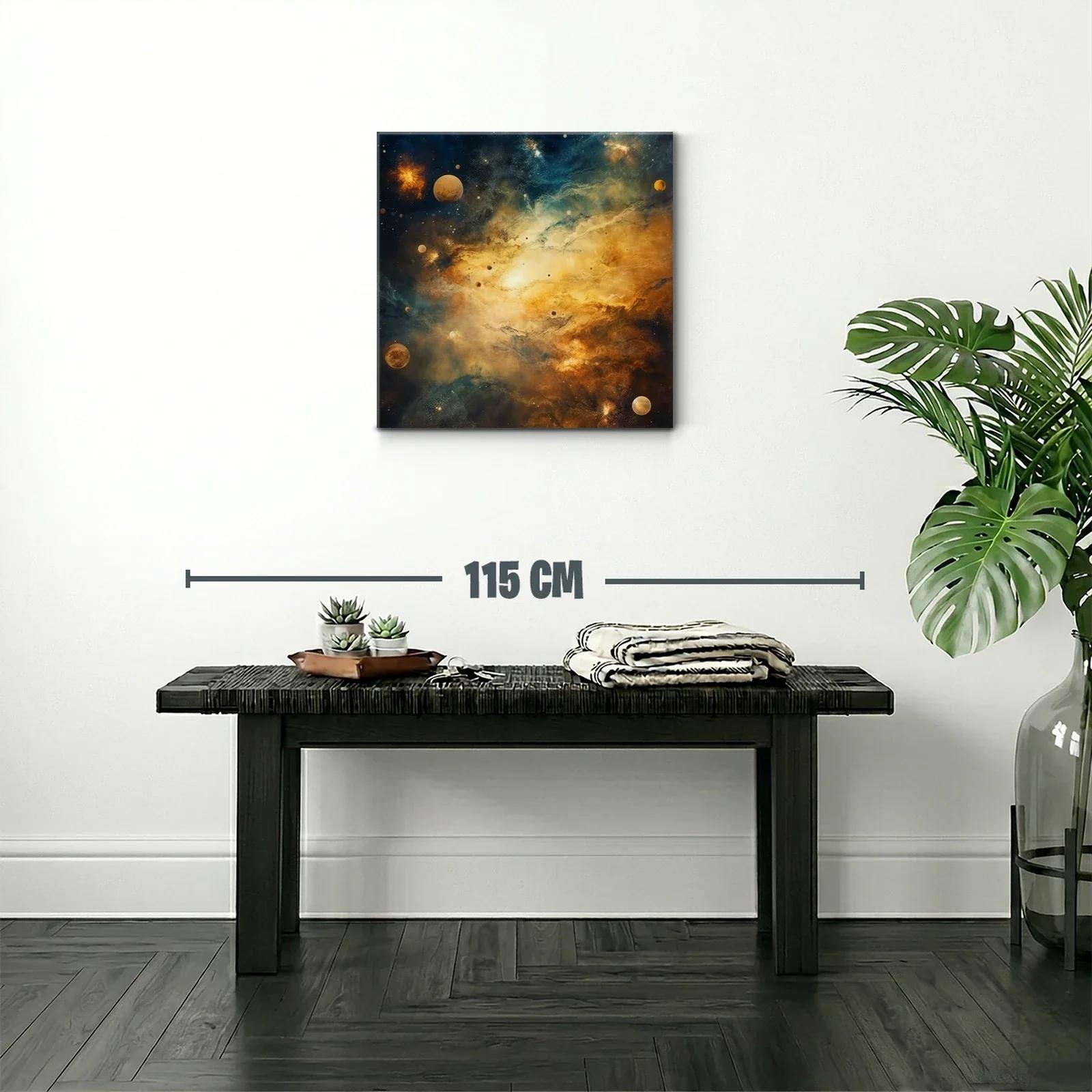 Galaxia brillante entre mundos y estrellas doradas — miniatura 2