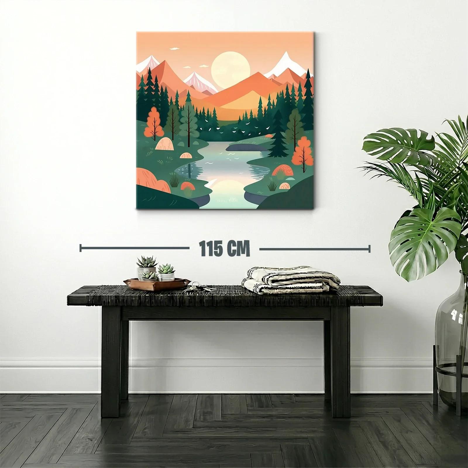 Paisaje sereno con río y montañas al atardecer — miniatura 2