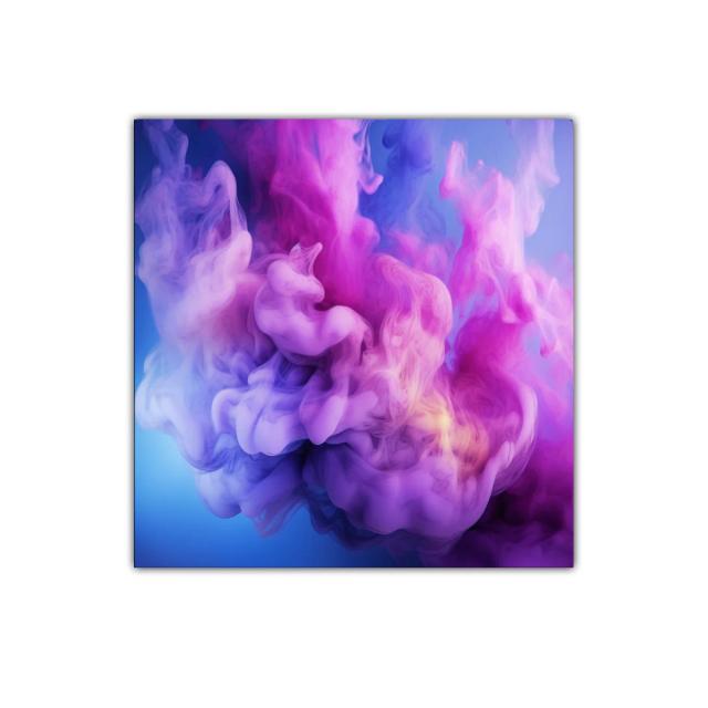 Cuadro abstracto con movimiento en tonos lila y azul