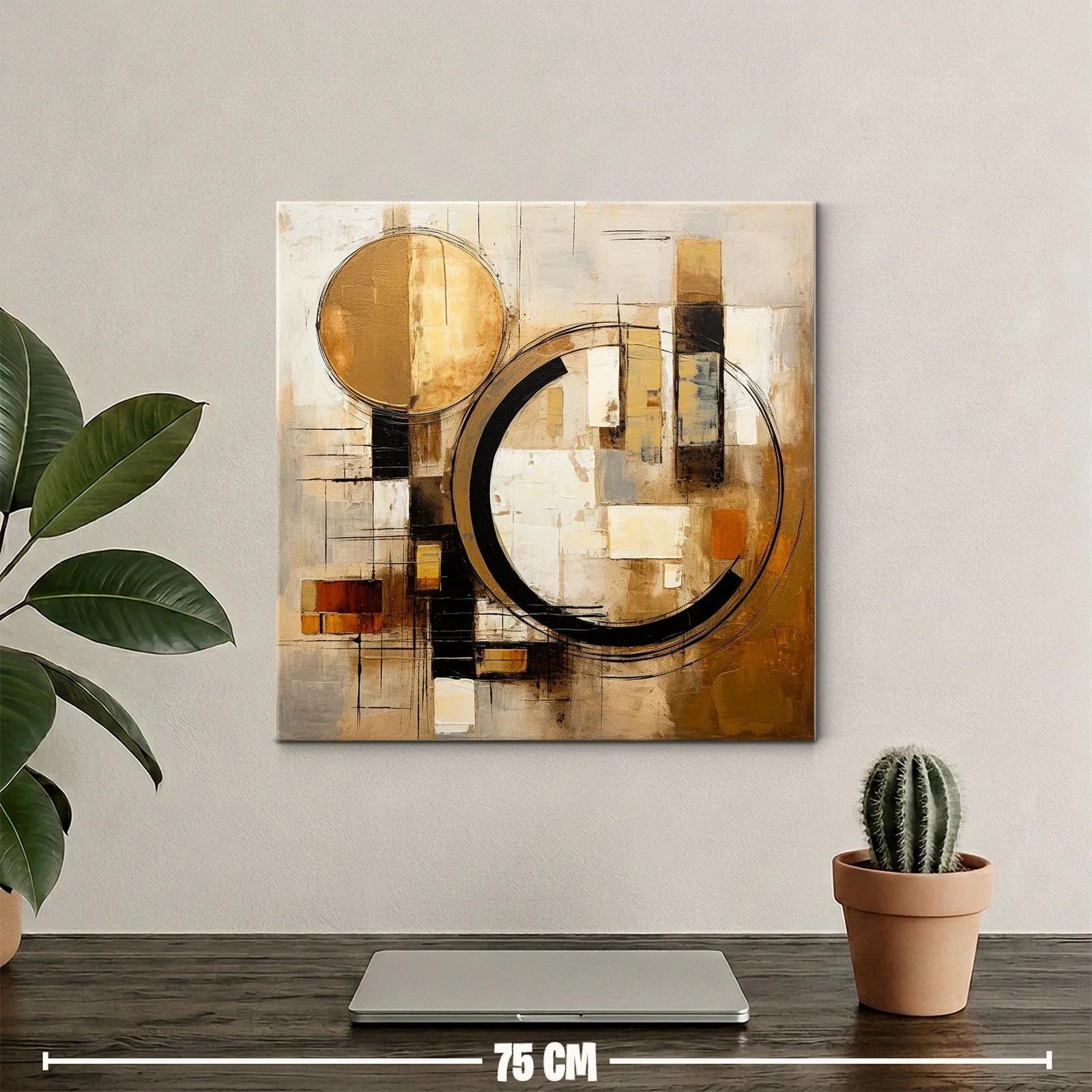 Composición abstracta con círculos y formas geométricas cálidas — miniatura 2