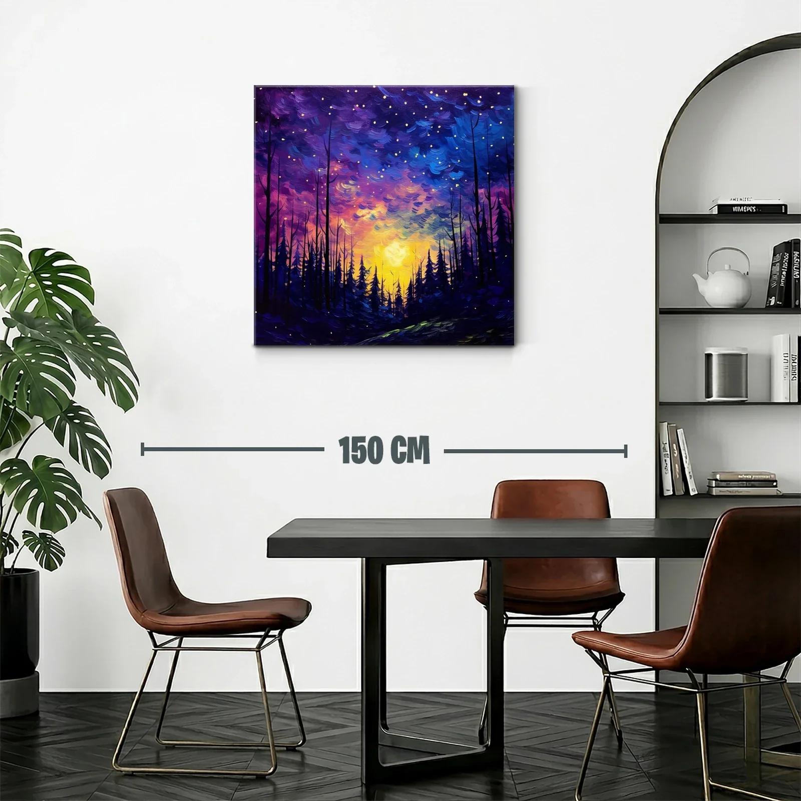Paisaje nocturno estrellado con bosque encantado — miniatura 2