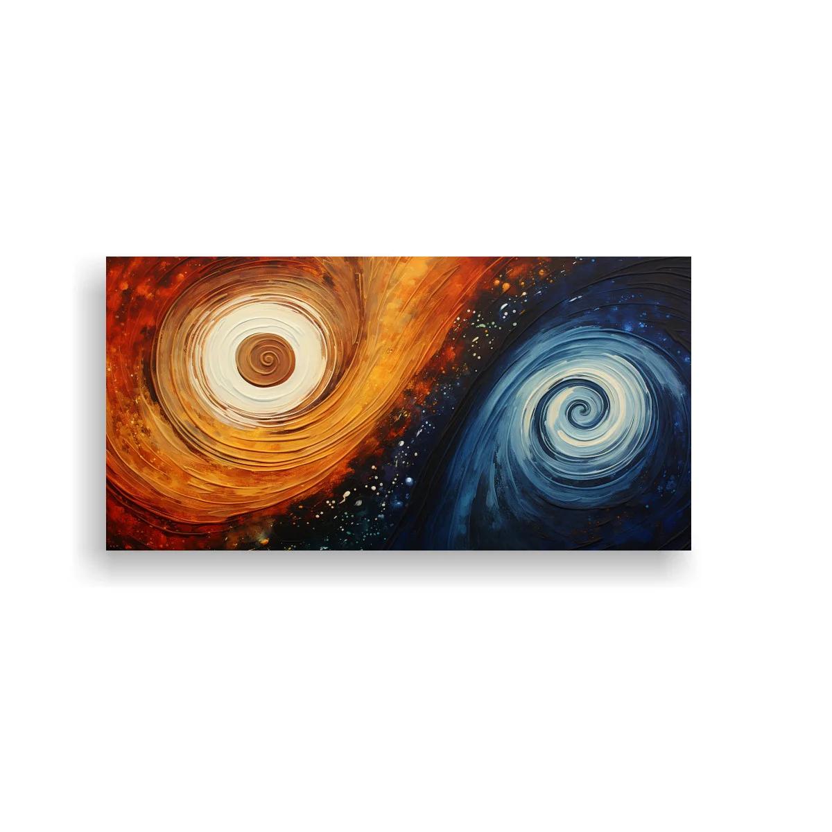 Cuadro dos galaxias espirales con contraste cálido y frío