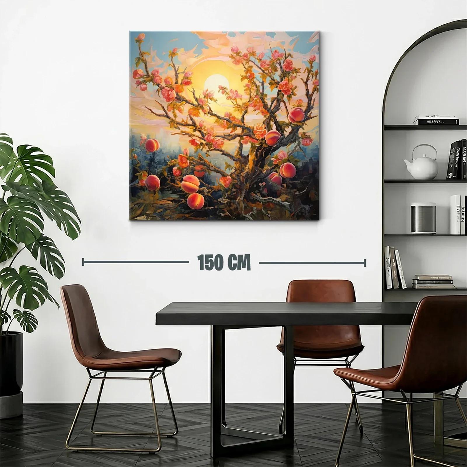 Árbol de duraznos en flor bajo la luz del atardecer — miniatura 2