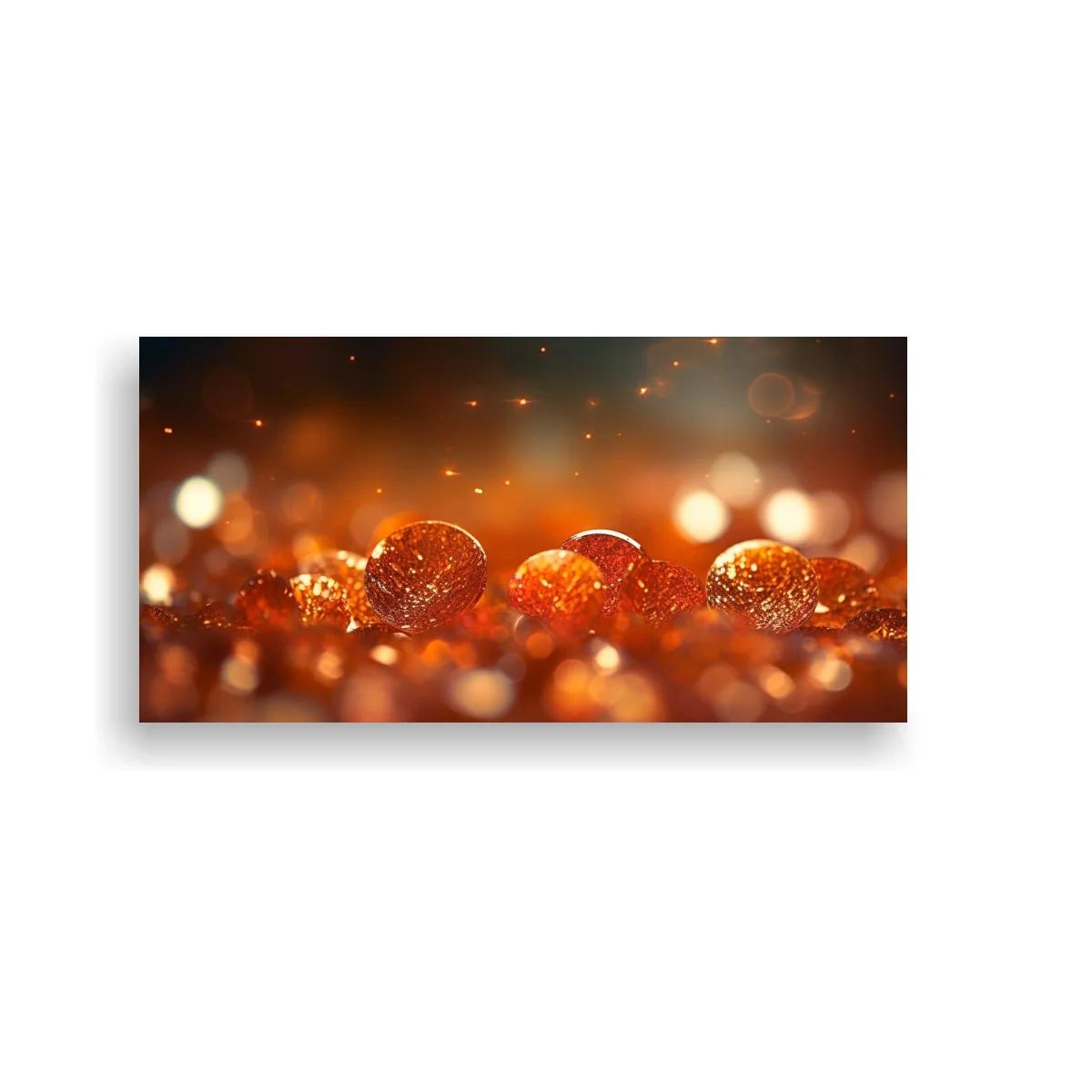 Cuadro esferas brillantes naranjas con brillos especulares