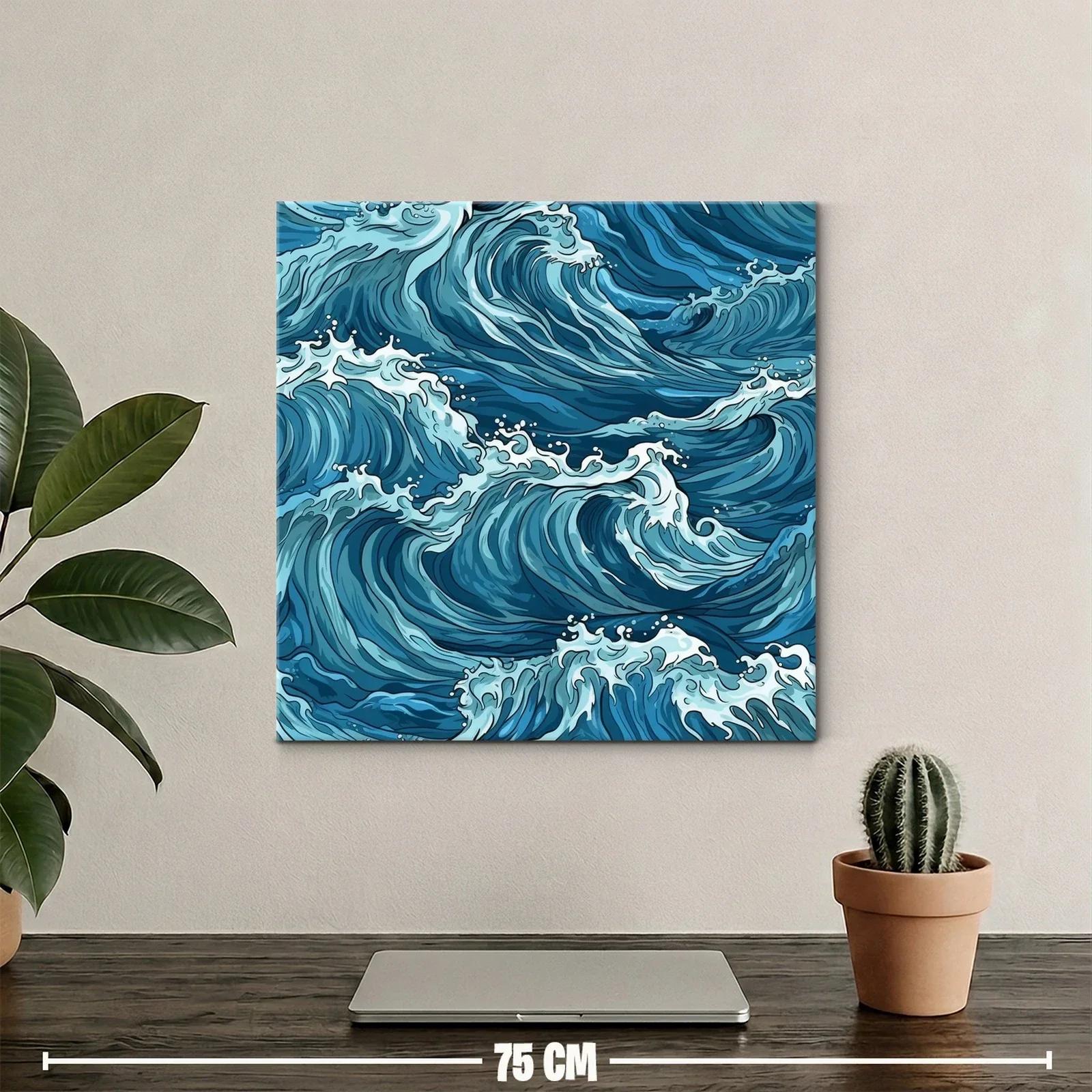 Olas dinámicas en tonos azules para ambientes modernos — miniatura 2