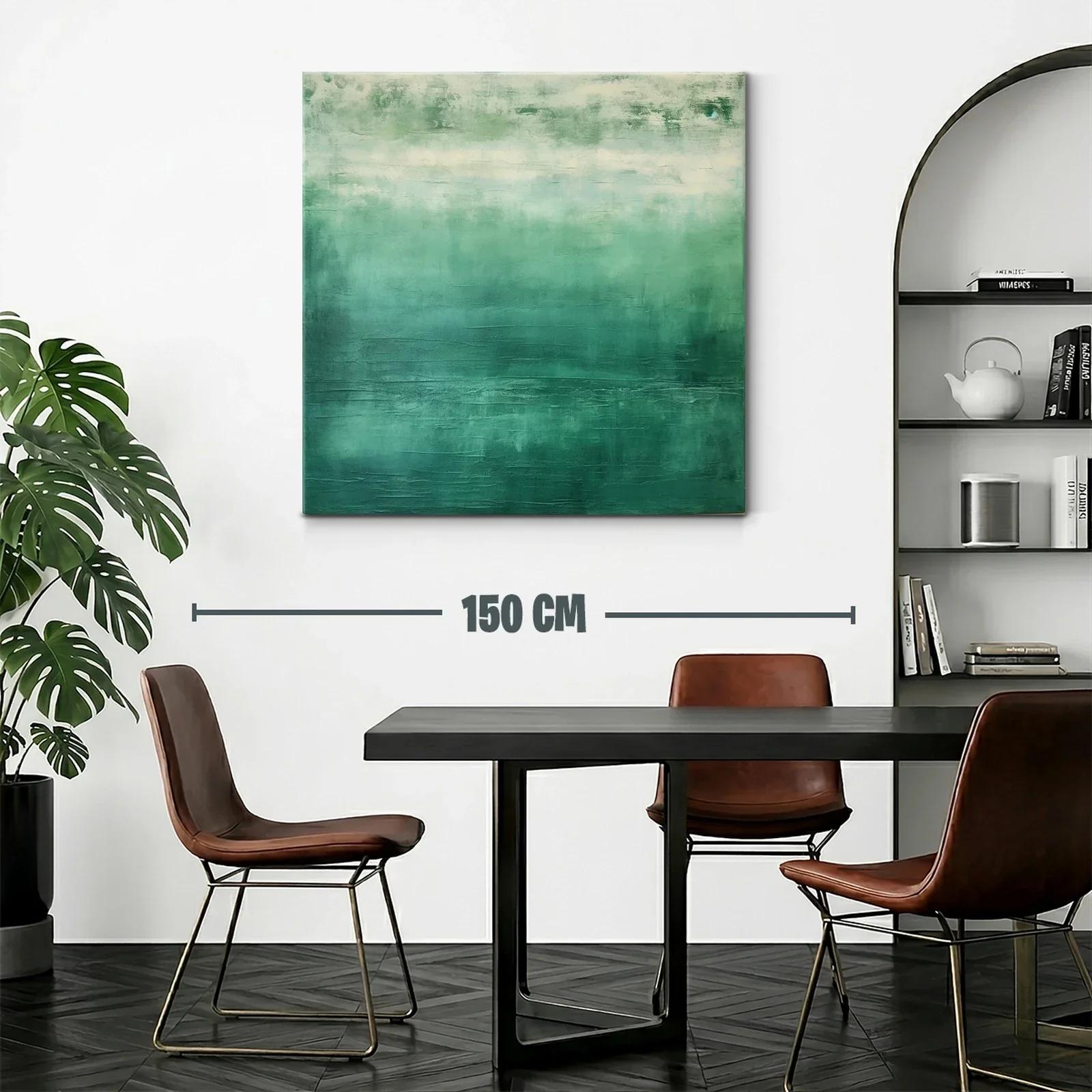 Cuadro abstracto en tonos verdes para ambientes modernos — miniatura 2