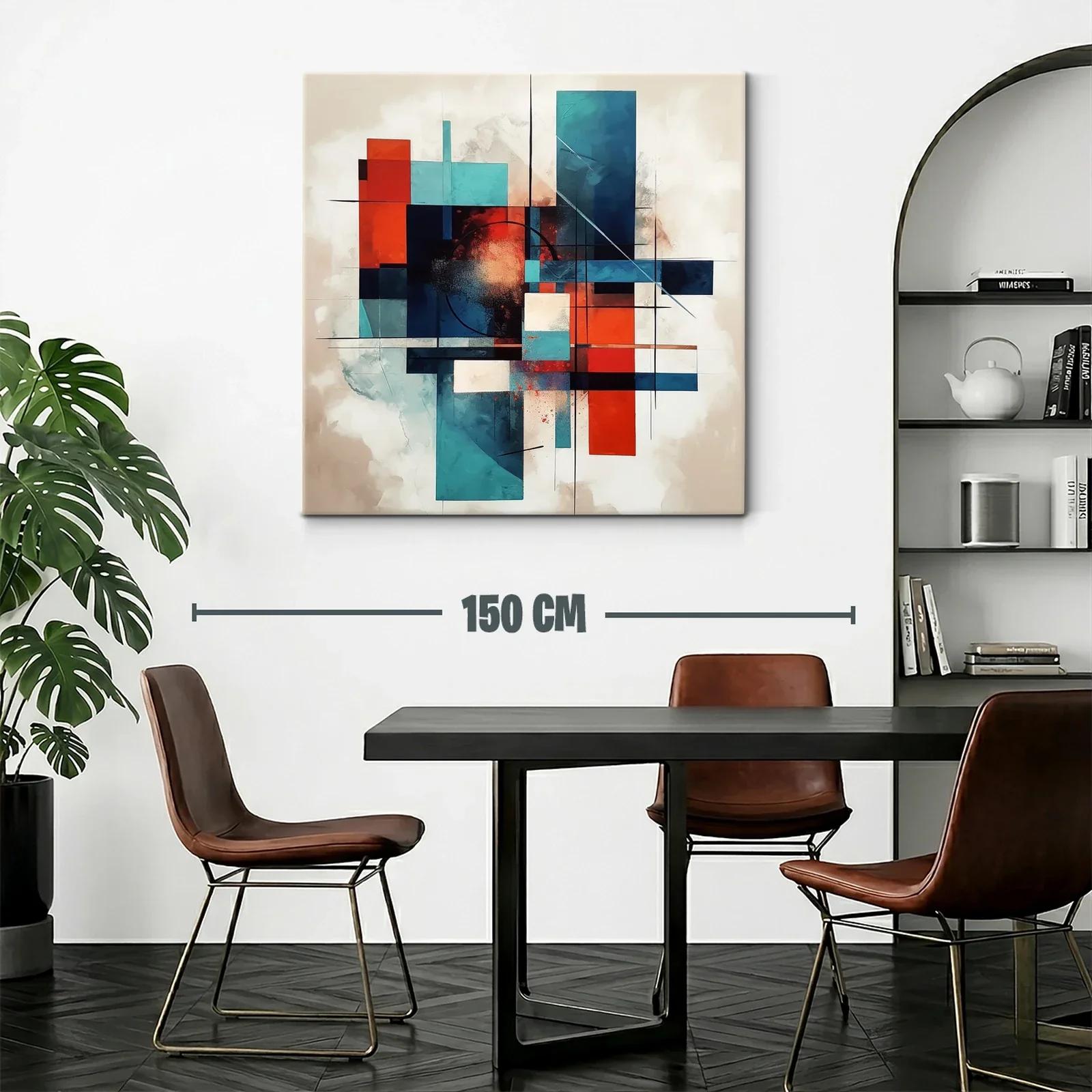 Composición abstracta en azul y rojo con formas geométricas — miniatura 2