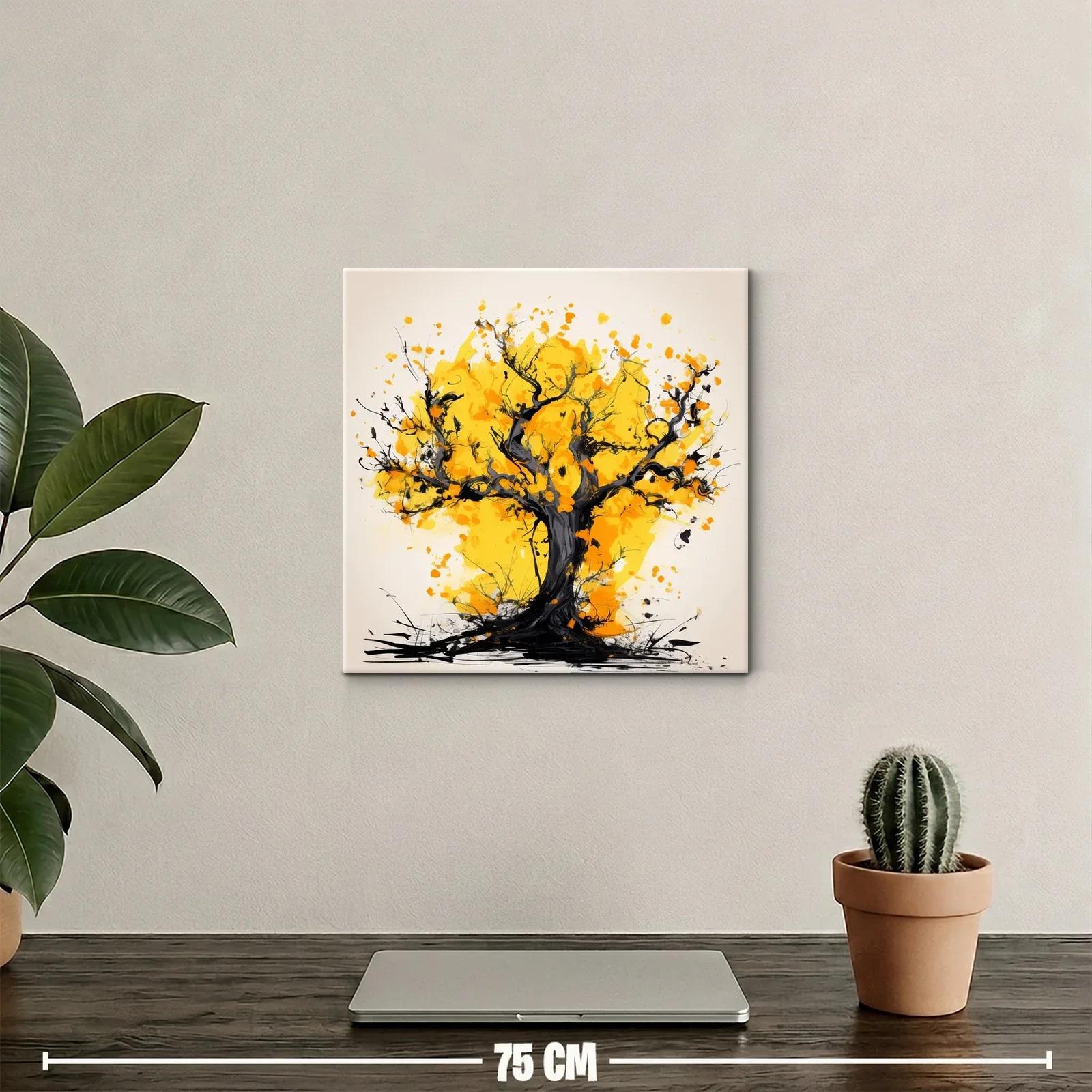 Árbol vibrante con hojas doradas en composición expresiva — miniatura 2