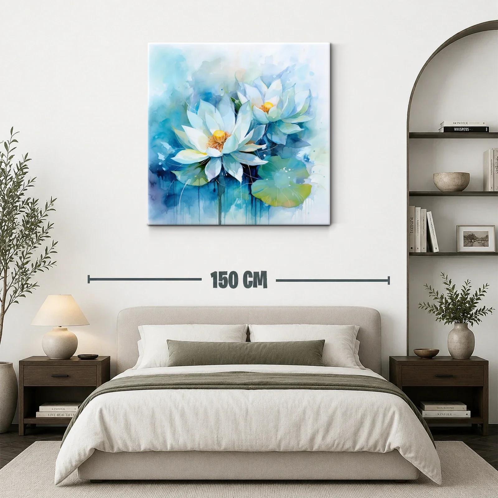 Serenidad en flores de loto blancas y tonos azules — miniatura 3